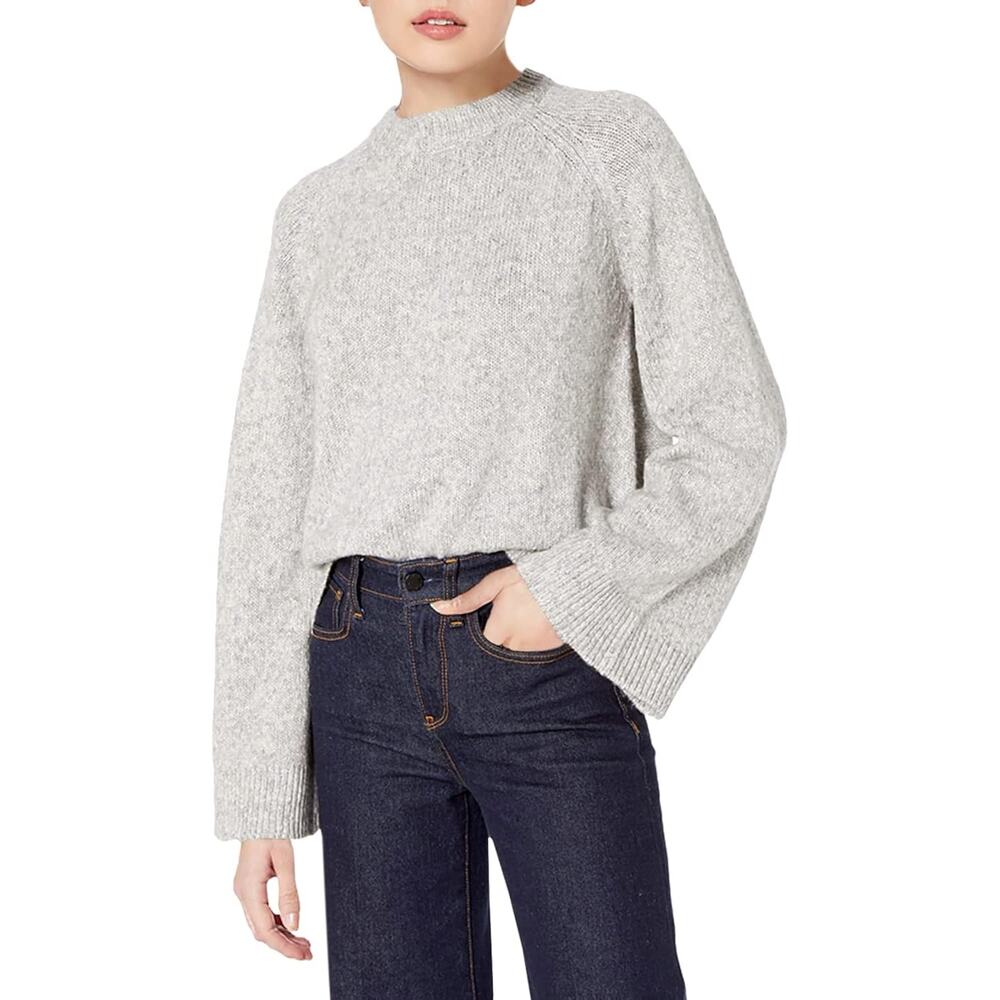 AG Adriano Goldschmied Noelle Metallic Wool Knit Sweater Long Bell Sleeve L